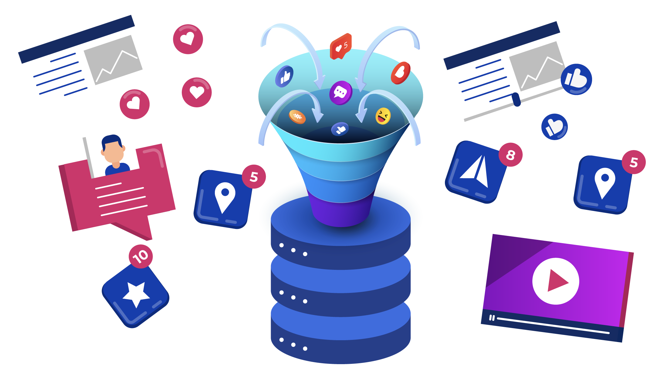 Facebook post scraper and Facebook reviews scraper extracting profiles, pages, ads, events, and posts, retrieving details like profile names, images, followers, locations, views, and likes.