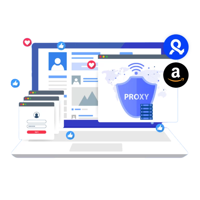 Image illustrating the ease of getting started with Multilogin’s pre-configured proxies for Amazon.