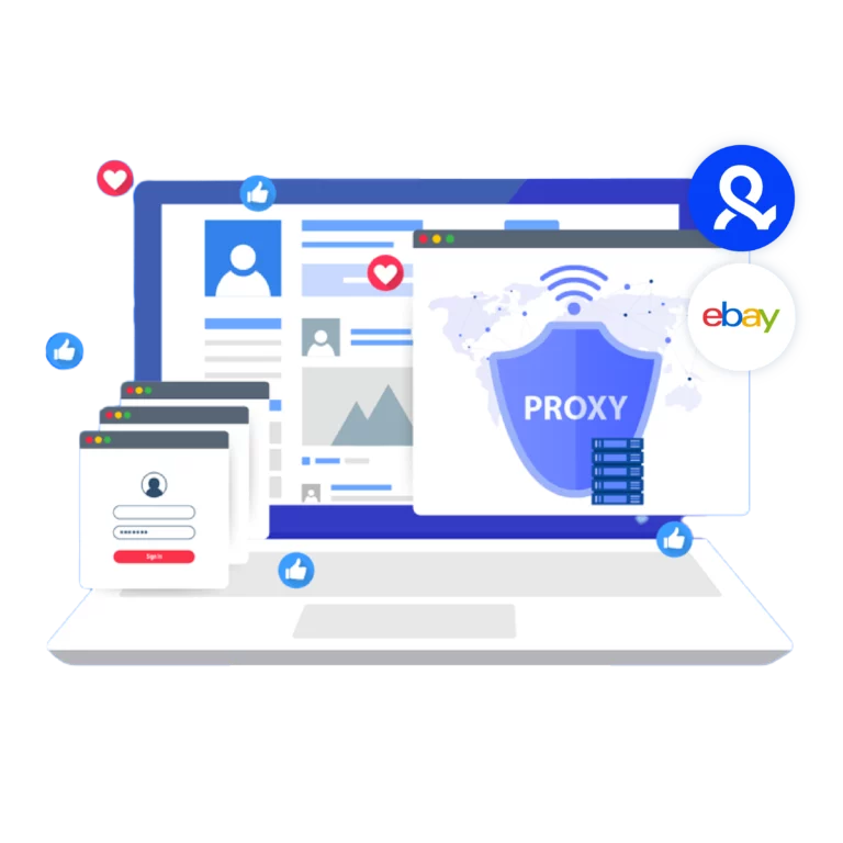 Image showcasing the ease of setting up built-in proxies in Multilogin for eBay.