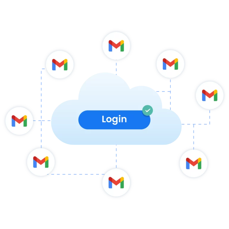 Imagem que demonstra como controlar vários perfis do Gmail com as sessões baseadas na nuvem do Multilogin.