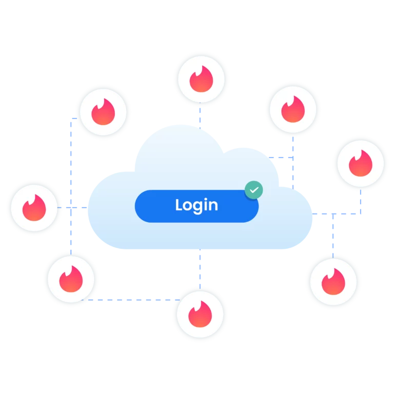 Gerencie seus perfis no Tinder sem senha com segurança a partir de qualquer dispositivo com o Multilogin, para acesso contínuo e privacidade garantida.