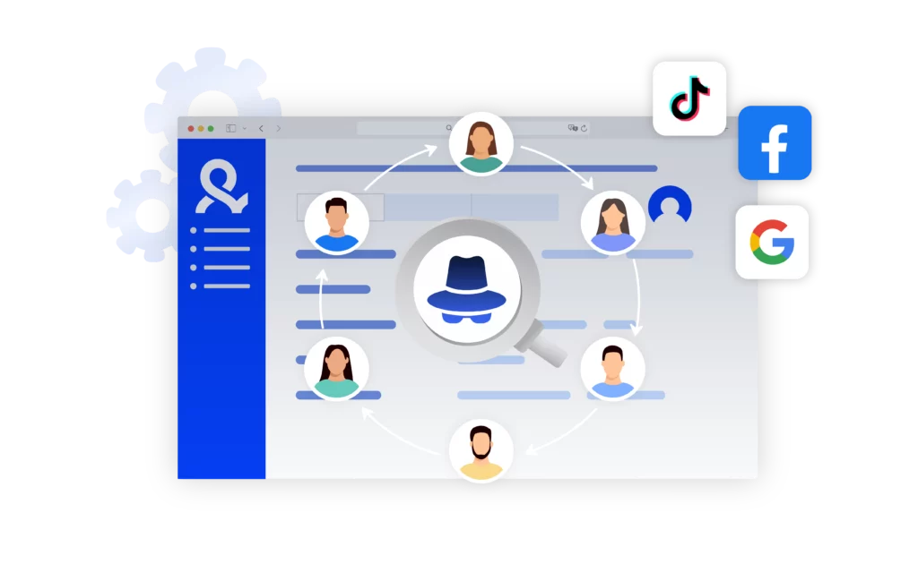 A visual of how tp manage multiple accounts to spy on competitor ads