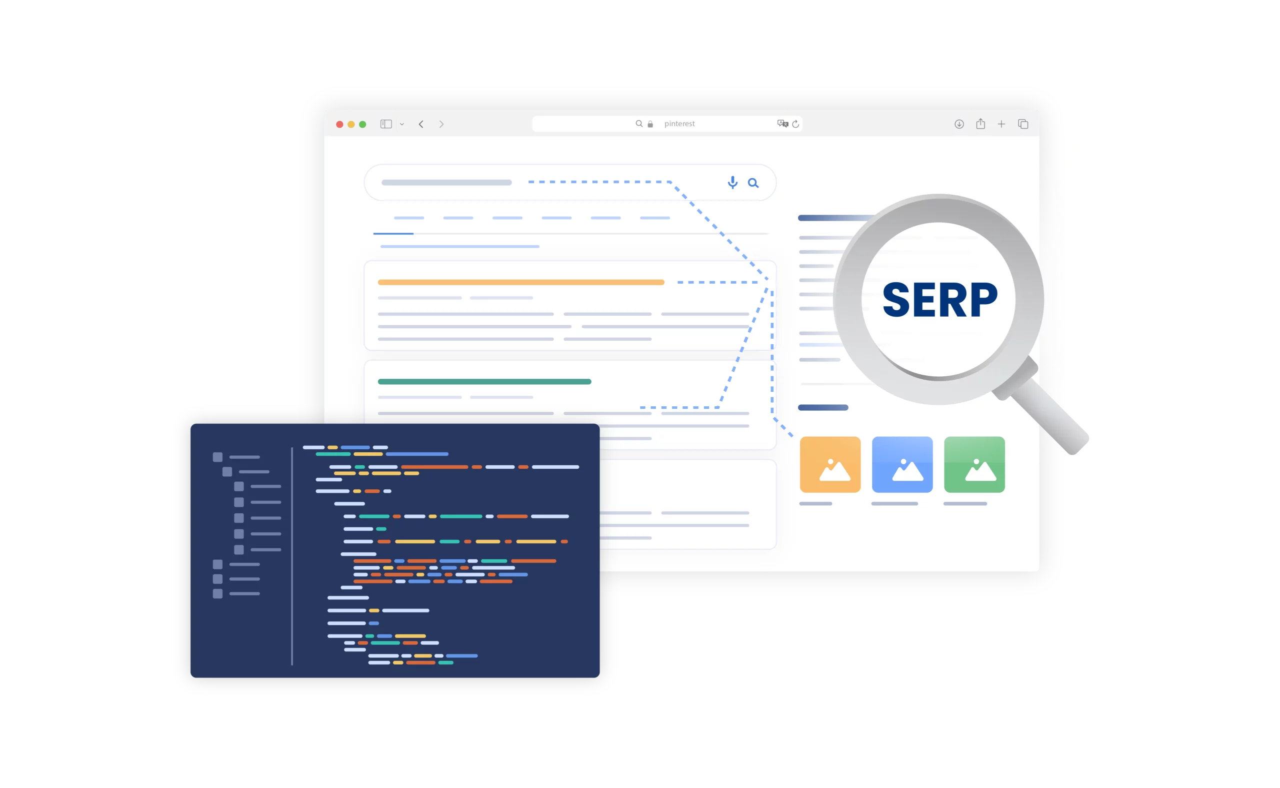 A visual of how to scrape search engine data with SERP scraping proxies