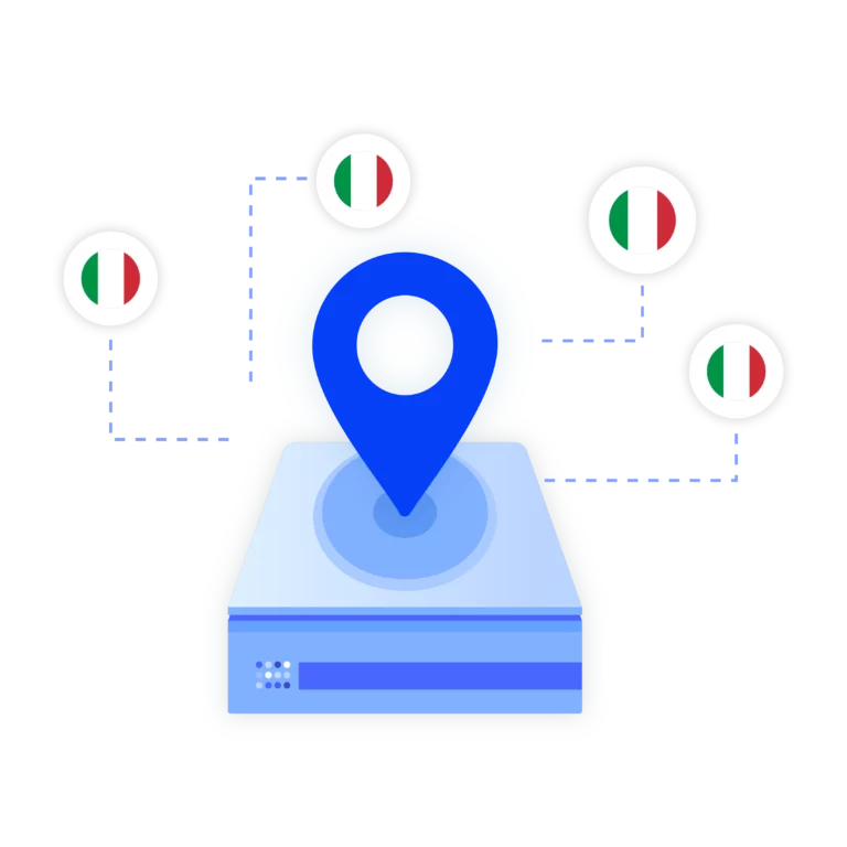 Image illustrating how Multilogin fully supports all types of proxies, including third-party proxies for Italy.