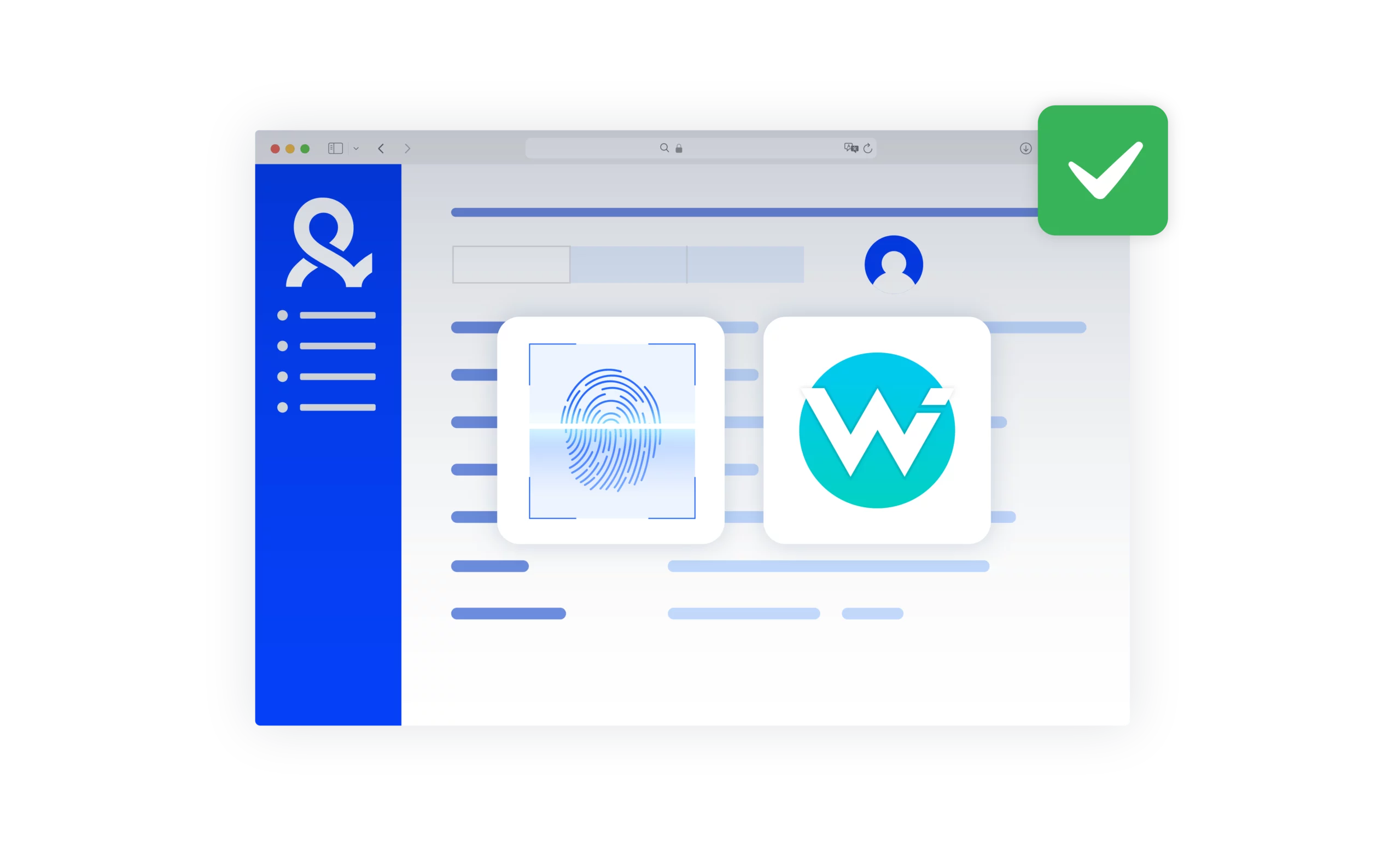 Whoer icon with digital fingerprint, showcasing privacy insights.