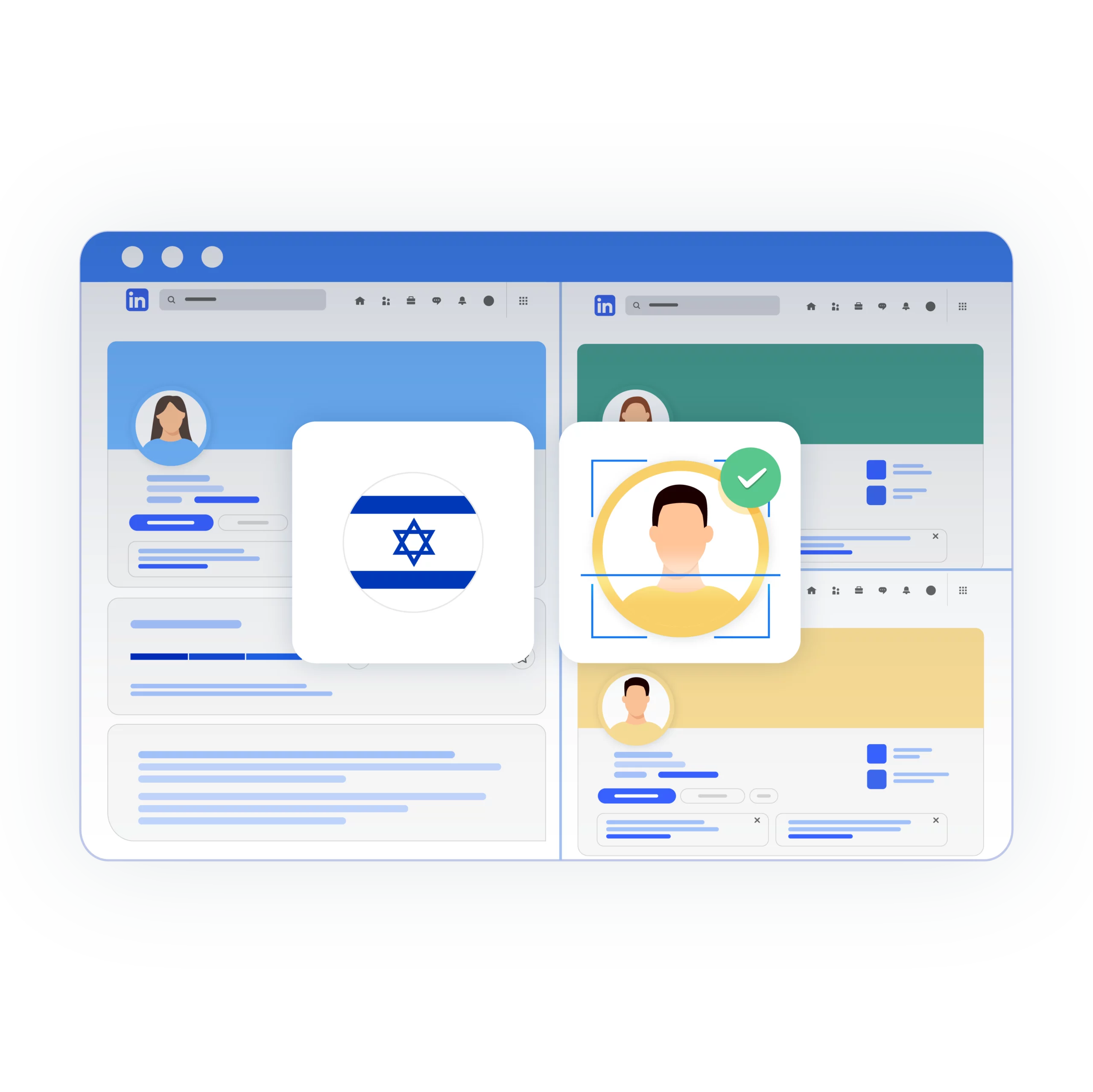 Illustration of signing in to multiple accounts using Israel proxies for secure and private browsing.
