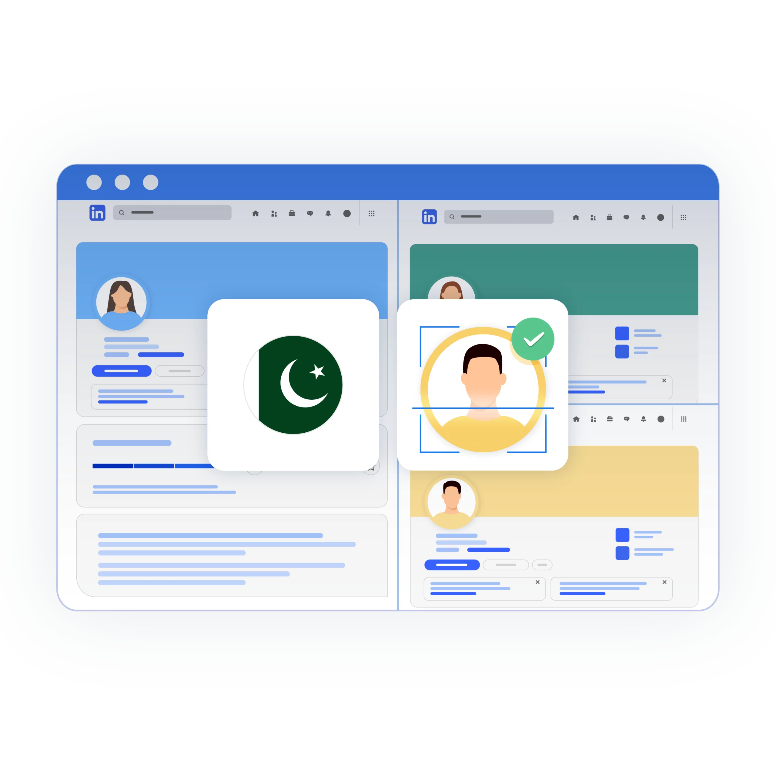Illustration of signing in to multiple accounts using Pakistan proxies for secure and private browsing.