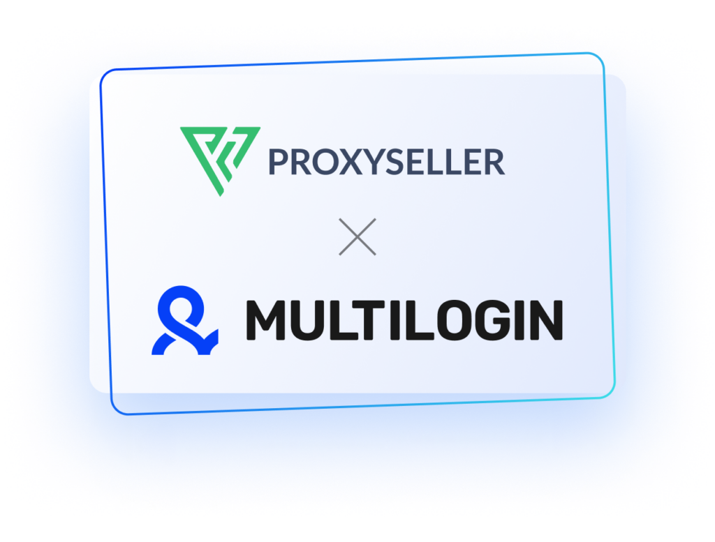 Proxysaller integration with Multilogin shown through partner branding and clean layout.
