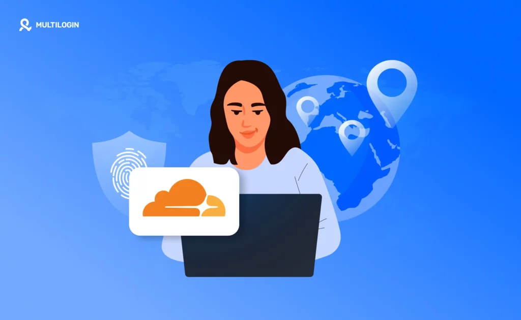 Cloudflare bypass concept showing secure browser environment and global IP location management