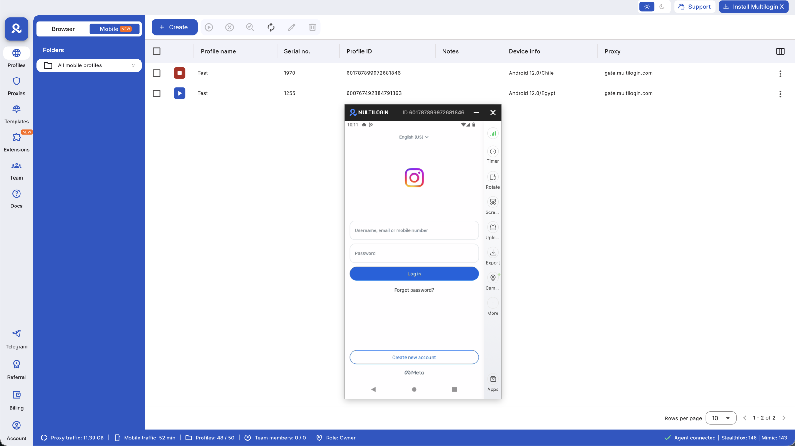 Running each Instagram account on its own real Android cloud phone