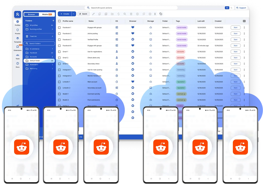 Run multiple Reddit profiles from one dashboard