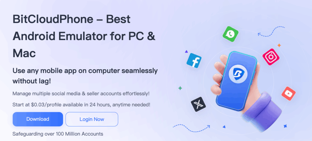 BitCloudPhone for managing mobile accounts