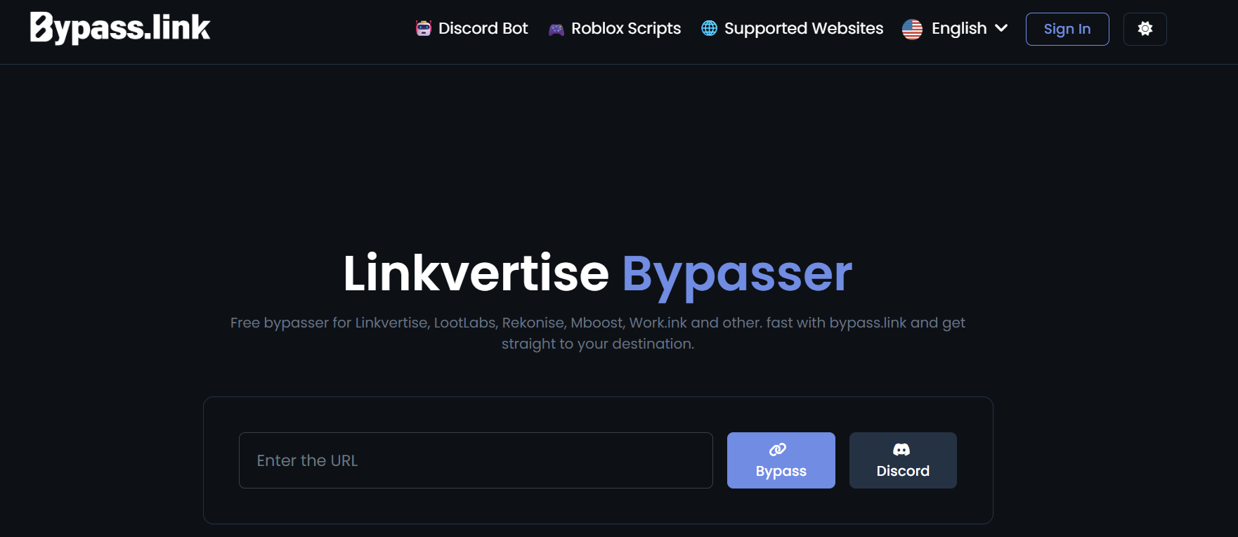 Công cụ bypass Linkvertise Bypass.link
