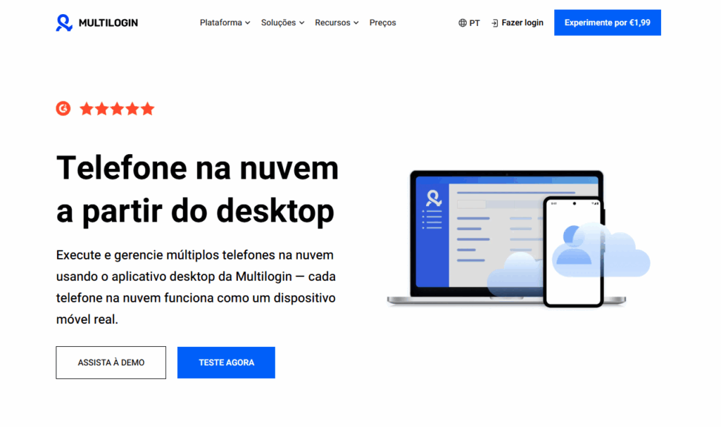 Recursos do Celular na Nuvem Multilogin