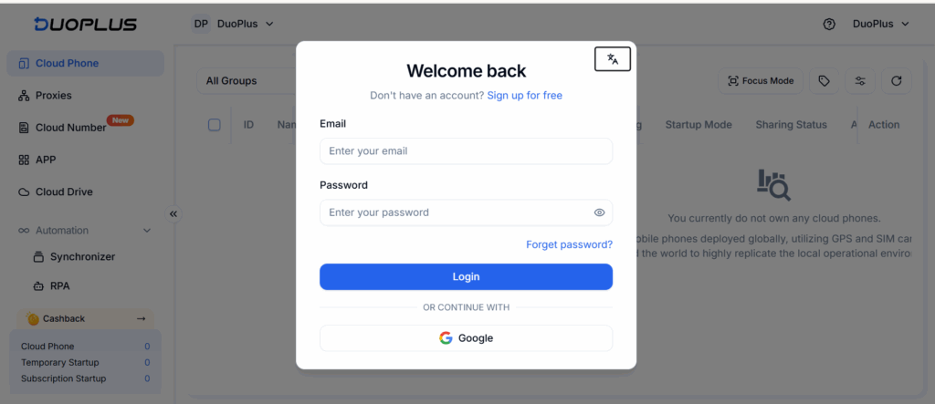 duoplus dashboard