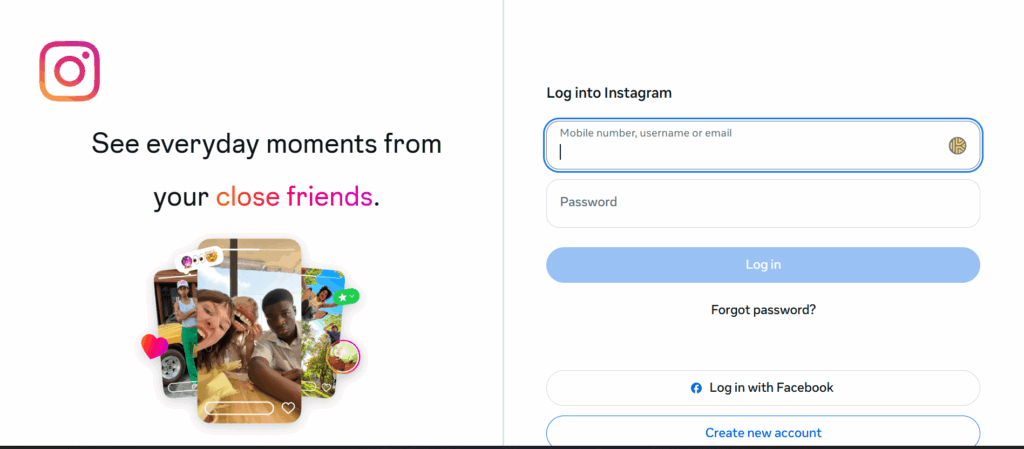 ig login screen