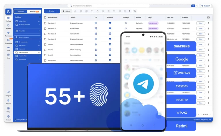 Telegram on cloud phone with genuine mobile fingerprint