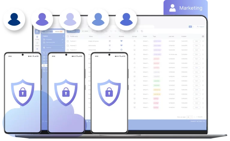Isolated Android environments with consistent device identifiers and secure antidetect phone configuration dashboard
