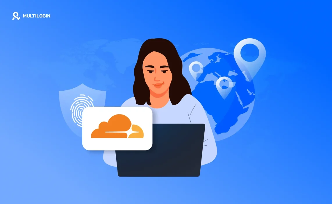 Cloudflare bypass concept showing secure browser environment and global IP location management