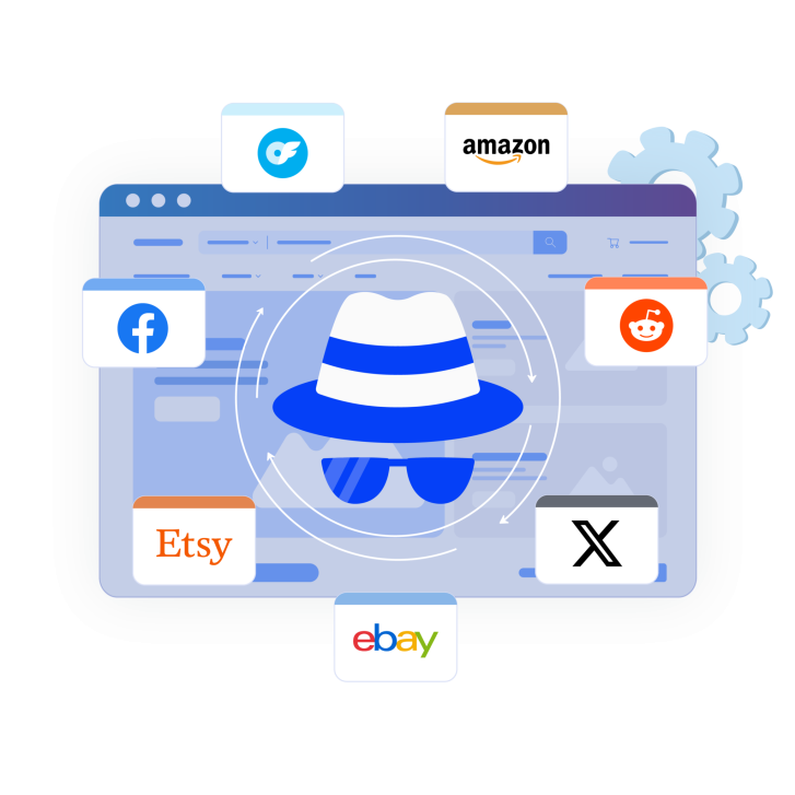 Image illustrating a professional browser interface, bypassing website restrictions and avoiding bans.