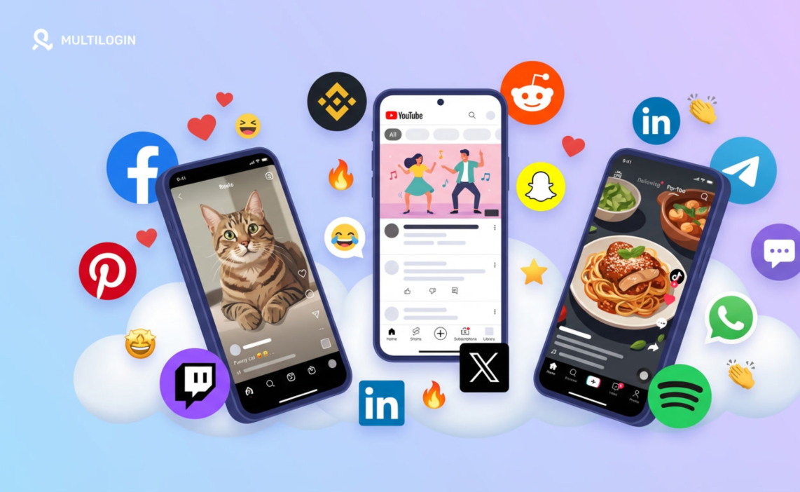 Облачный телефон Android для управления аккаунтами TikTok, Instagram, YouTube и других соцсетей в одном интерфейсе